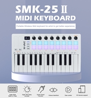 M-VAVE SMK-25 II MIDI Pad Controller Keyboard USB Mini 25 Key,16 RGB Drum Pads,8 Knobs and Music Production,Software Included