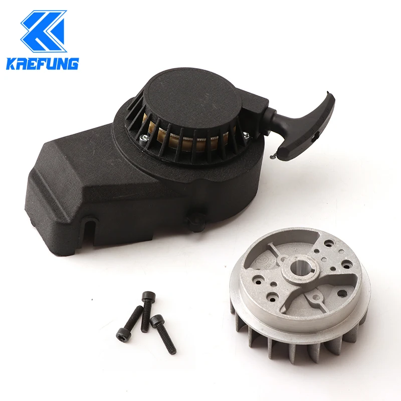 Aluminum Alloy Easy Pull Start Starter + Flywheel+Screw Claw for 47cc 49cc Pocket Mini Moto Dirt Bike Crosser ATV Quad Minimoto