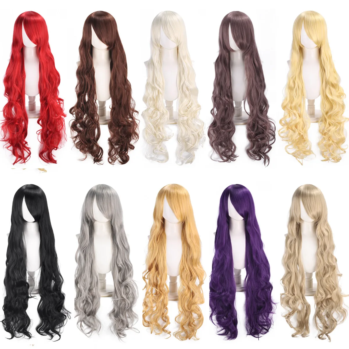 Long Wavy Synthetic Cosplay Wig 100cm Multi-Color Big Curls Costume Party Hair for Styling Fashion Styling Synthetic Hair