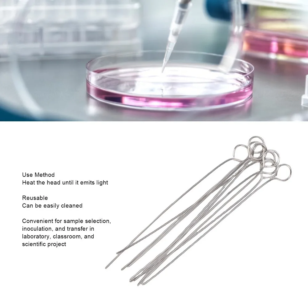 10Pcs,2mm,4mm Metal Wire Inoculating Loop Solid 2mm,4mm Loop Metal Inoculating Rod Round Loop Shape Inoculating Needle