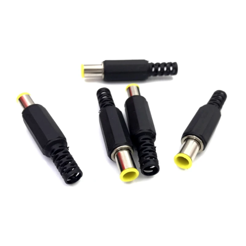 2/5/10Pcs 6.5mm x 4.4mm DC Power Plug with 1.3mm Pin Connector Adapter Yellow Head 6.5*4.4 Male Welding Audio DIY Parts