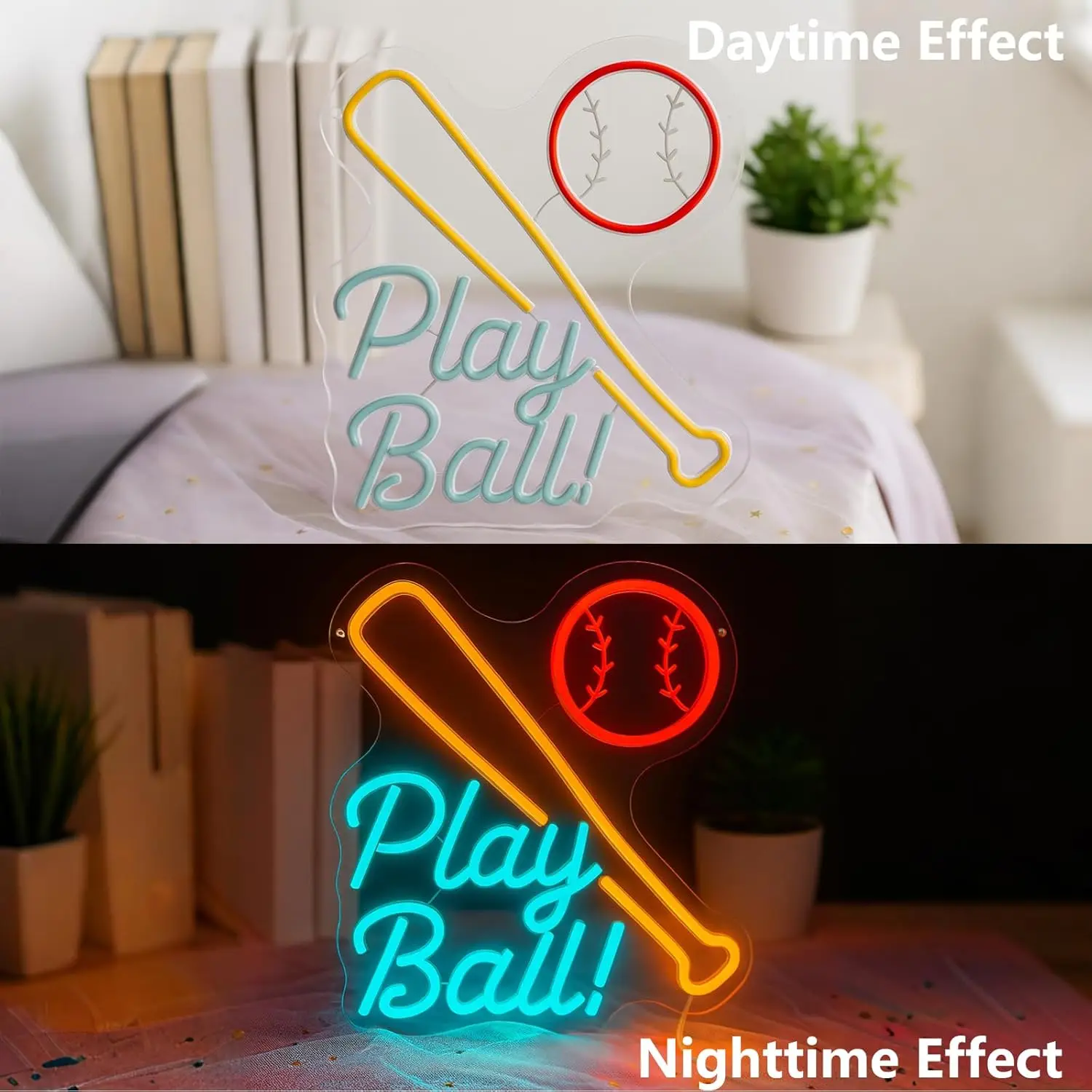 Baseball Neon Sign USB Dimmable LED Neon Light for Bedroom Bar Resturant Home Club Bedroom Baseball Bat Wall Decor Holiday Gift