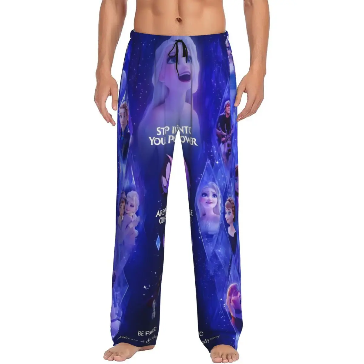 

Custom Frozen Pajama Pants for Men Animated Musical Fantasy Film Lounge Sleep Stretch Sleepwear Bottoms with Pockets