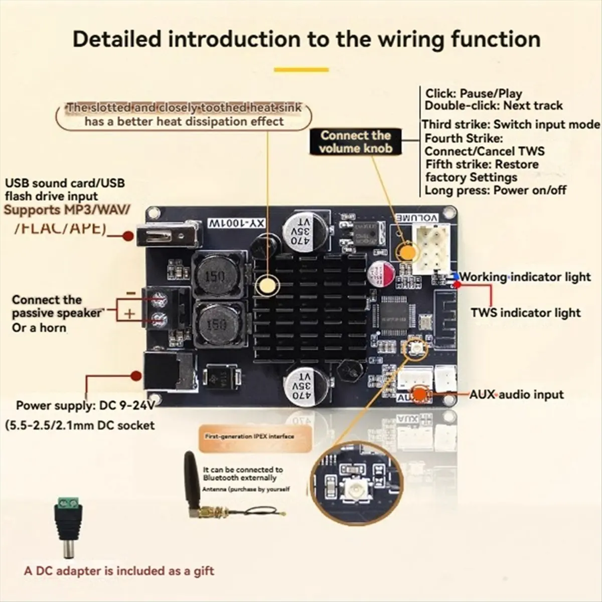 a23g-placa-amplificadora-bluetooth-diy-1001w-mono-100w-modulo-de-Audio-de-alta-potencia-tpa3116-placa-amplificadora-de-som