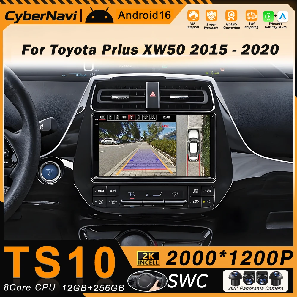 

Автомобильное радио на базе Android для Toyota Prius 2015-2020 XW50, беспроводной мультимедийный плеер Carplay 2 Din 4G HD IPS QLED, мультимедийный HDMI-экран