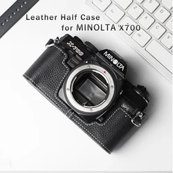 Film Camera Genuine Leather Cowhide Protective Case For MINOLTA X700 Case Anti-Drop Quick Release Leather Camera Half Case