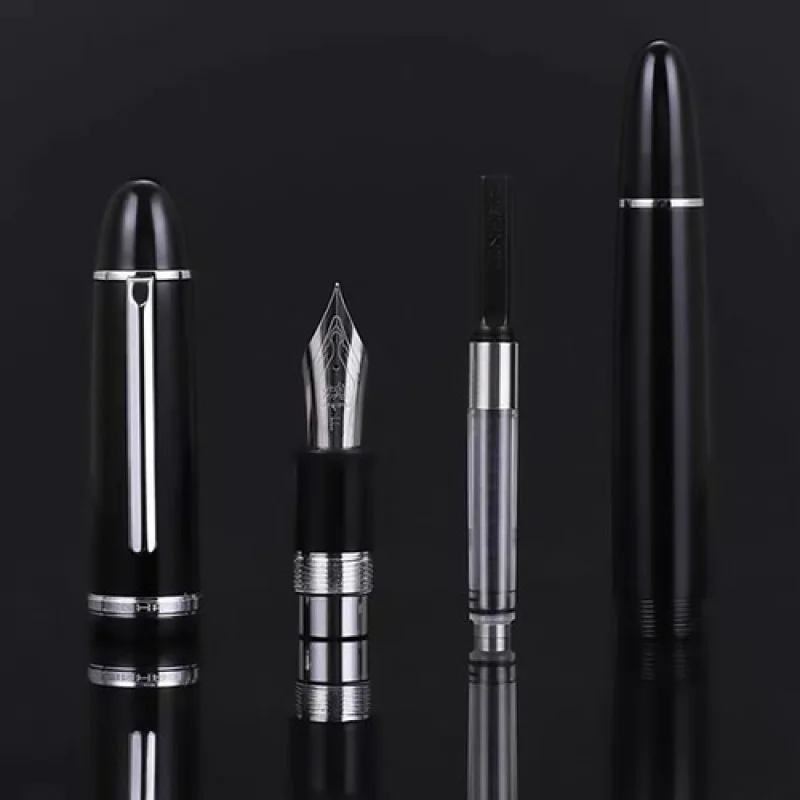 Pluma estilográfica acrílica A+ Jinhao X159, punta fina, pluma de regalo de escritura de gran tamaño negra