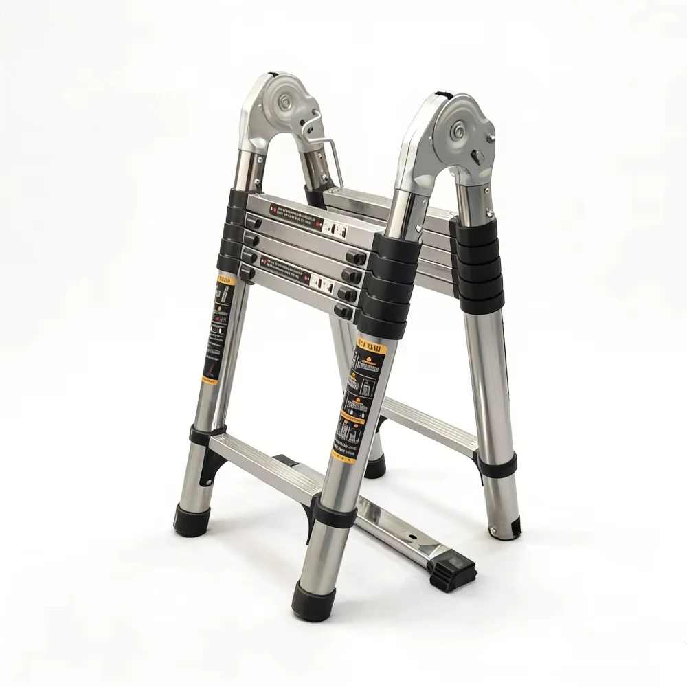 Stainless Steel Telescopic Ladder 2.5+2.5 Meters, Folding, Multi-functional, Thickened, Reinforced, Anti-slip Design