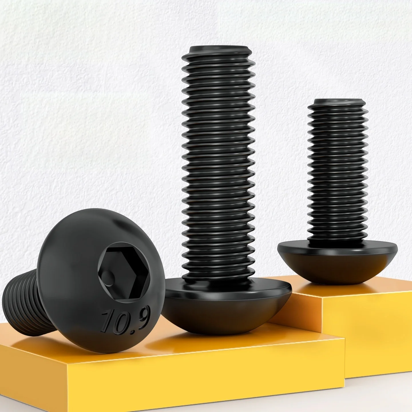 M1.6M2M2.5M3M4M5M6M8M10 Hex Socket Allen Screw Grade 10.9 Black Carbon Steel Motorcycle Fairing Bolts ISO7380 Round Head Screws