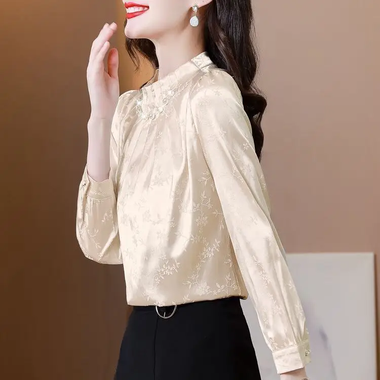 Top Women\'s Autumn Outfit New Fashionable Temperament Age Reducing Shirt Loose and Slimming Versatile Western Style Shirt