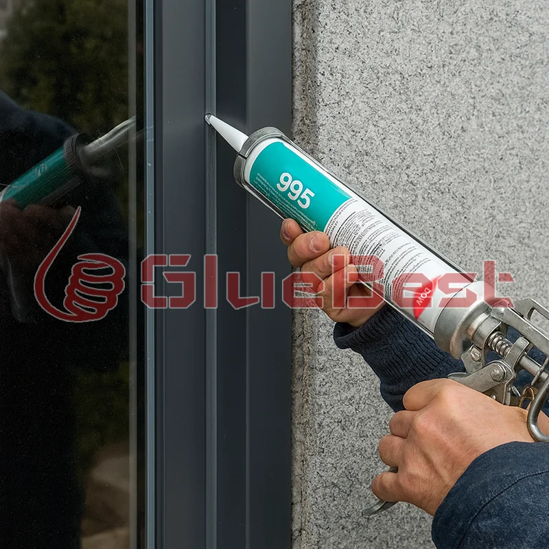 DOW CORNING DOWSIL 995 Strukturdichtmittel aus Silikon, 590 ml, Schwarz, Weiß, Grau, langlebig, wetterfest, für Glas-Metall-Fassadenbindung