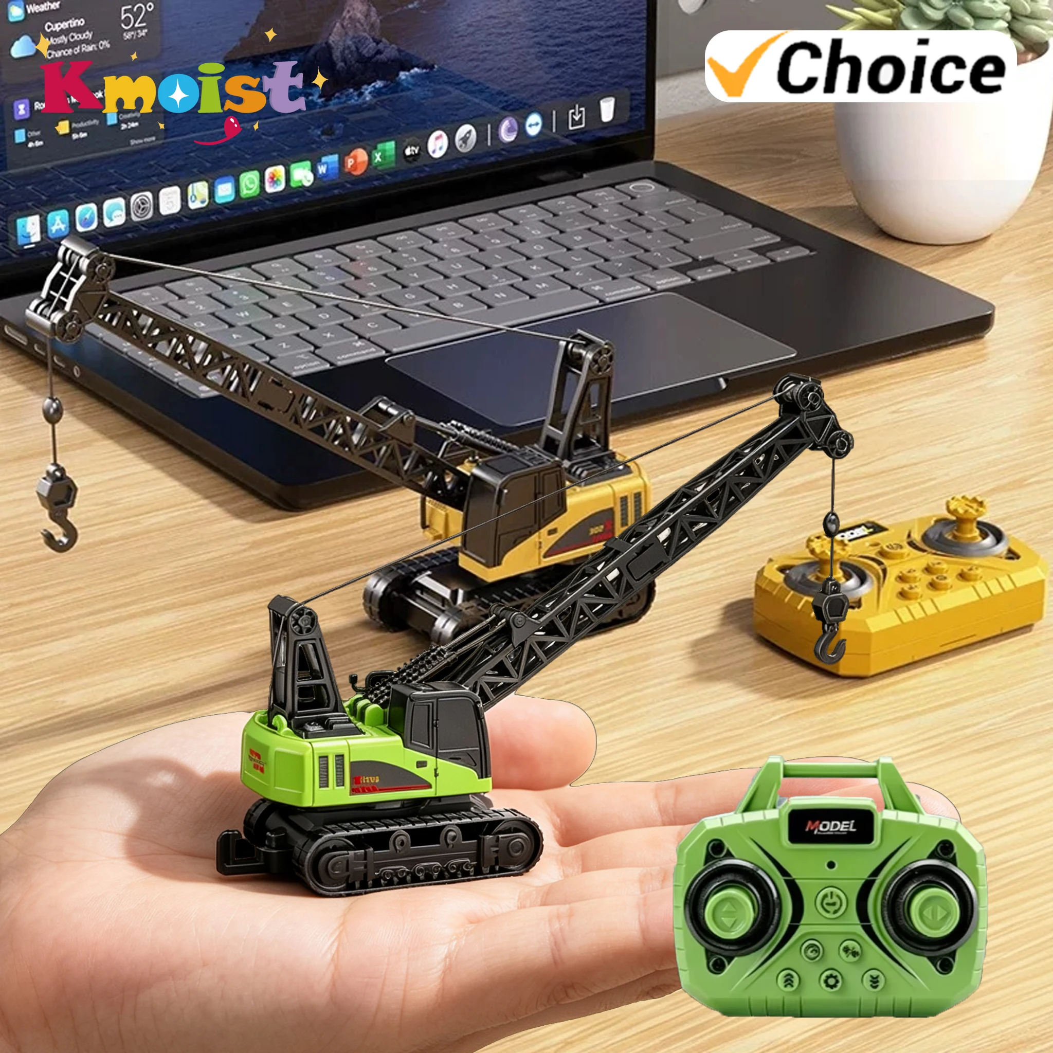 1/64 Desktop RC Baufahrzeug 10CH Mini 2,4G Ferngesteuertes Auto Legierung Kran Muldenkipper Gabelstapler Spielzeug für Jungen Kinder Geschenke