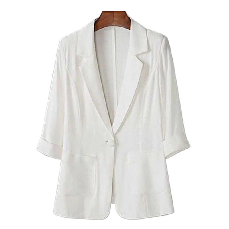 Blazer monopetto moda donna Casual sottile collo dentellato maniche a tre quarti giacche donna Chic Lady outfit 3XL