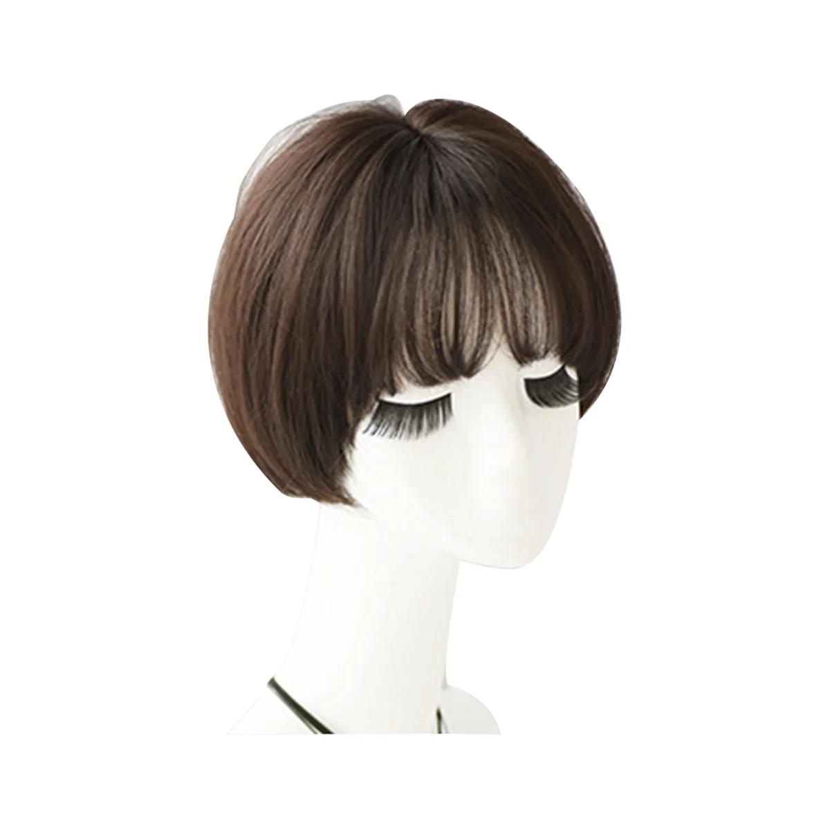 Wig Bob Bobo Wig with Bangs for Women, Natural Looking Short Bob Wig , Short Wig for Daily Korea Versions Brown Black