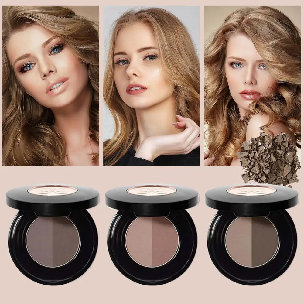 Tweekleurig wenkbrauwpoeder Asbruin Contour Schaduw Driedimensionaal wenkbrauwvorm Waterdicht natuurlijk compact poederpalet