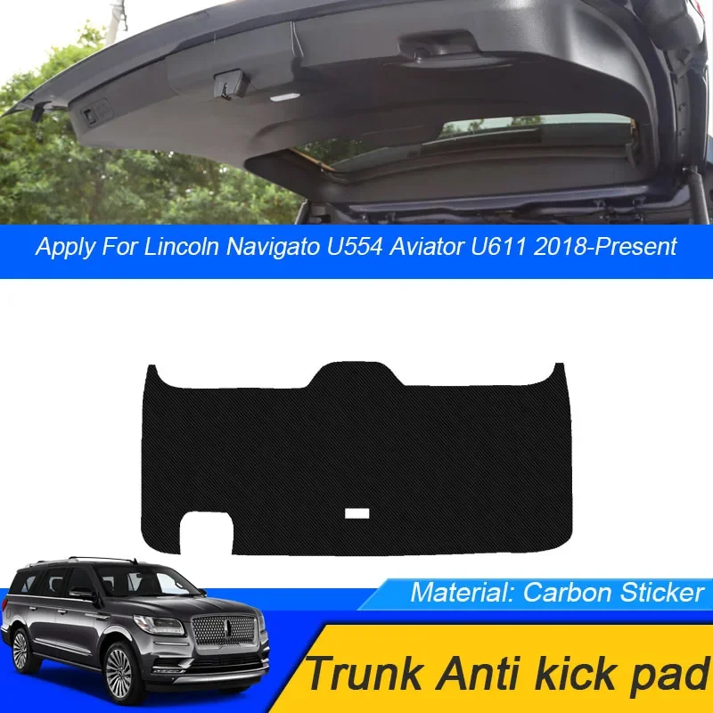 For Lincoln Navigato U554 Aviator U611 2018-Present Car Anti-kick Carbon Trunk Pad Weather Dustproof Protect Tailgate Sticker