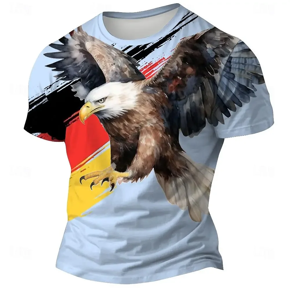 2024 Summer New German Eagle 3d Printed Men's T-shirt Animal Comfortable Breathable Casual Fashion Outdoor Blazer Xxs-6xl