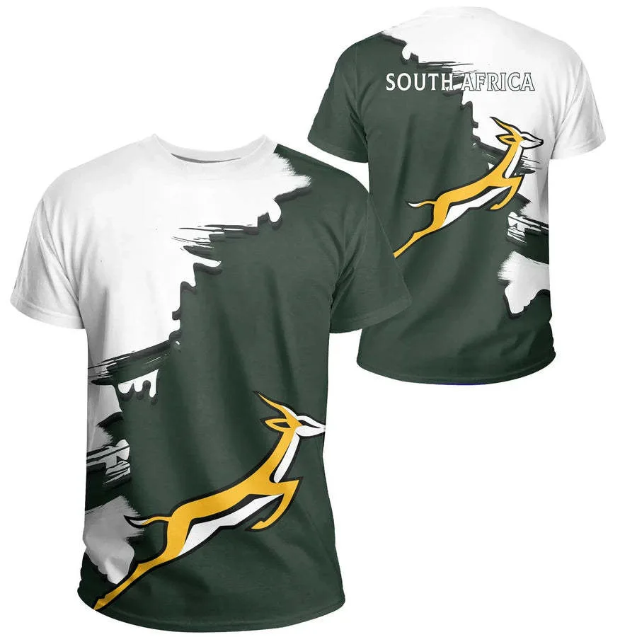 South Africa Map Flag Graphic T Shirts Fashion Springbok 3D Printed T Shirt For Men Clothes National Emblem Tshirt Dashiki Tops