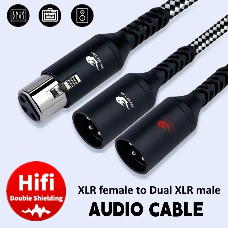 Cable de Audio estéreo XLR hembra de 3 pines a 2 XLR macho para amplificador altavoz mezclador consola micrófono XLR Y divisor Cable blindado