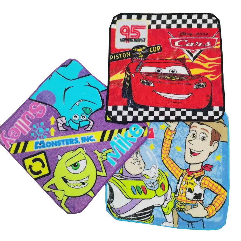 Disney toalha dos desenhos animados mcqueen carros toy story bebê menino lavar rosto toalha de mão adulto toalha quadrada lenço 20x20cm dropshipping