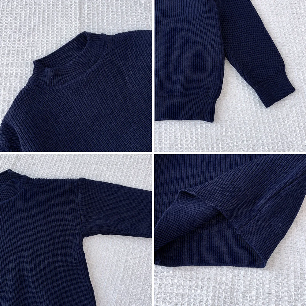 Melario Solid Color Baby Girls Soft Wool Knitted Sweater for Children\'s Tops Clothes 2023 New Kids Cashmere Pullover Sweaters