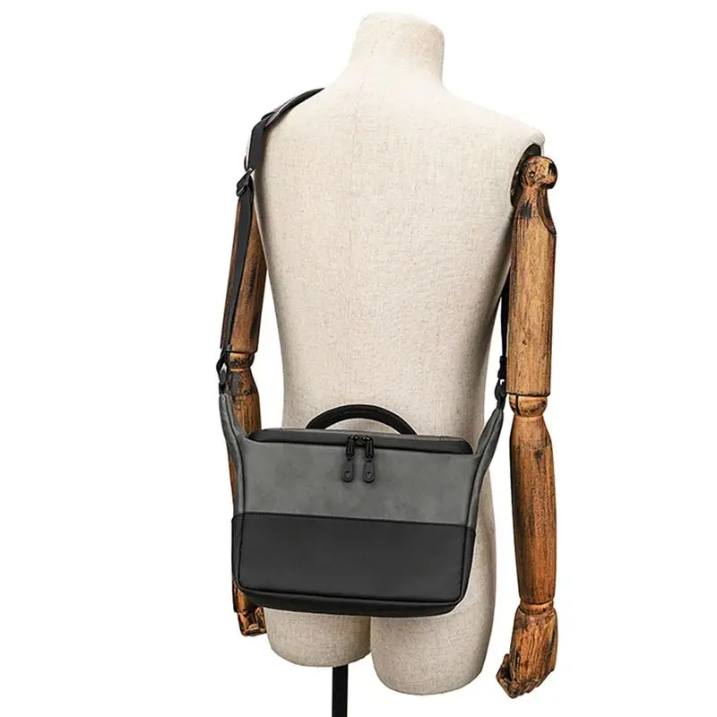 QWE-Professional Digital SLR Camera Bags Lens Photography Bag Waterproof Leather Shoulder Bag  For Canon /Nikon /Sony Camera B