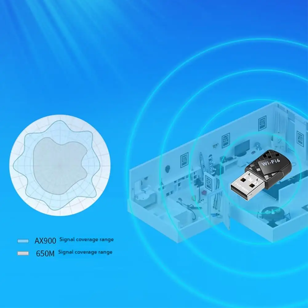 Adaptador 2 en 1 Bluetooth 5,4 USB WiFi 6 tarjeta de red inalámbrica de 900Mbps doble banda 2,4G 5G USB Dongle conexión rápida estable