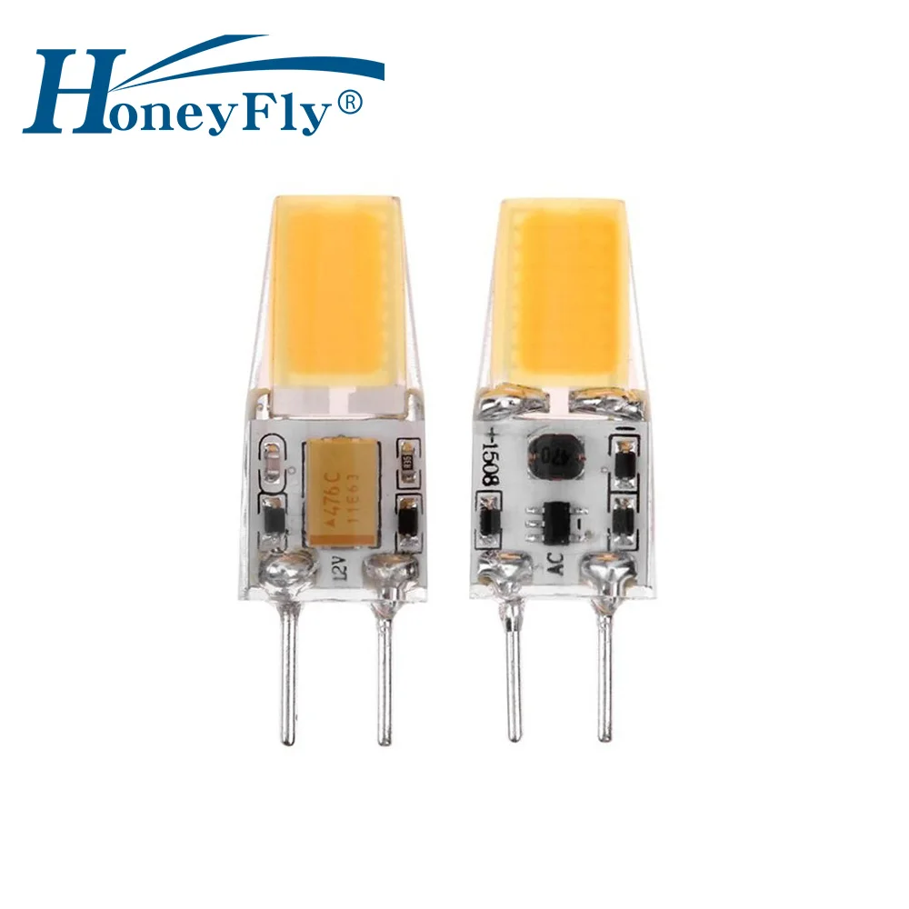 HoneyFly 2pcs GY6.35 LED COB Lamp 5W 12V Capsule Clear Crystal Warm Cold White Bulb Replace G6.35 Halogen Lamp