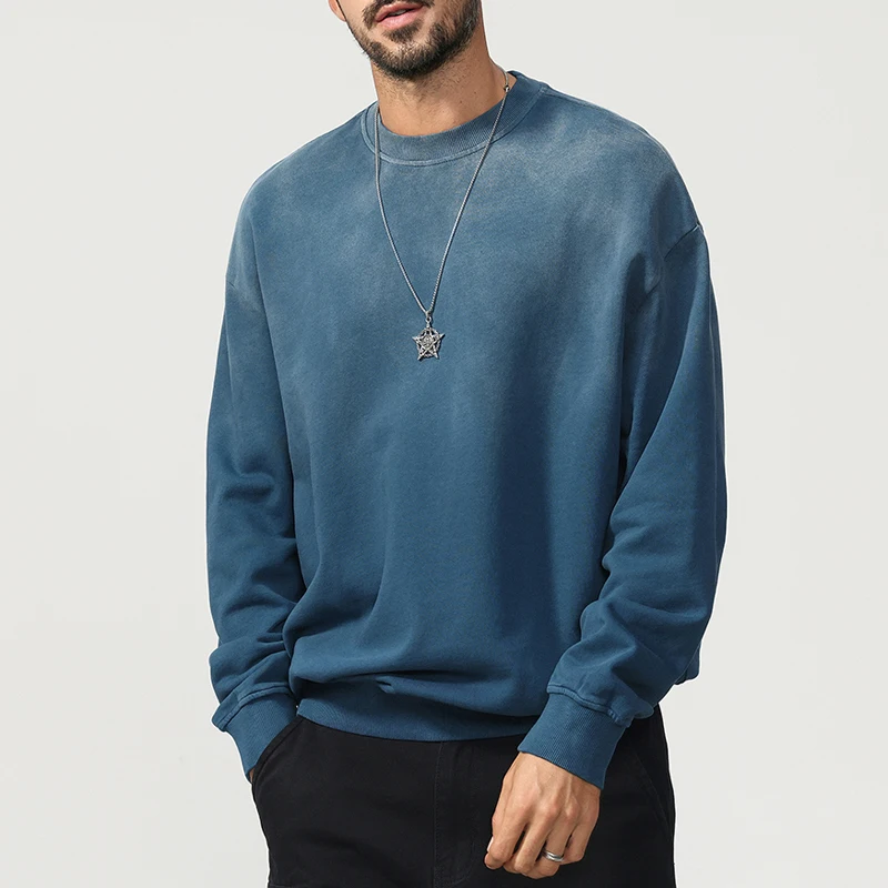 

Осенние мужские японские городские однотонные винтажные свободные повседневные пуловеры из стираного хлопка, женские толстовки с капюшоном, пальто