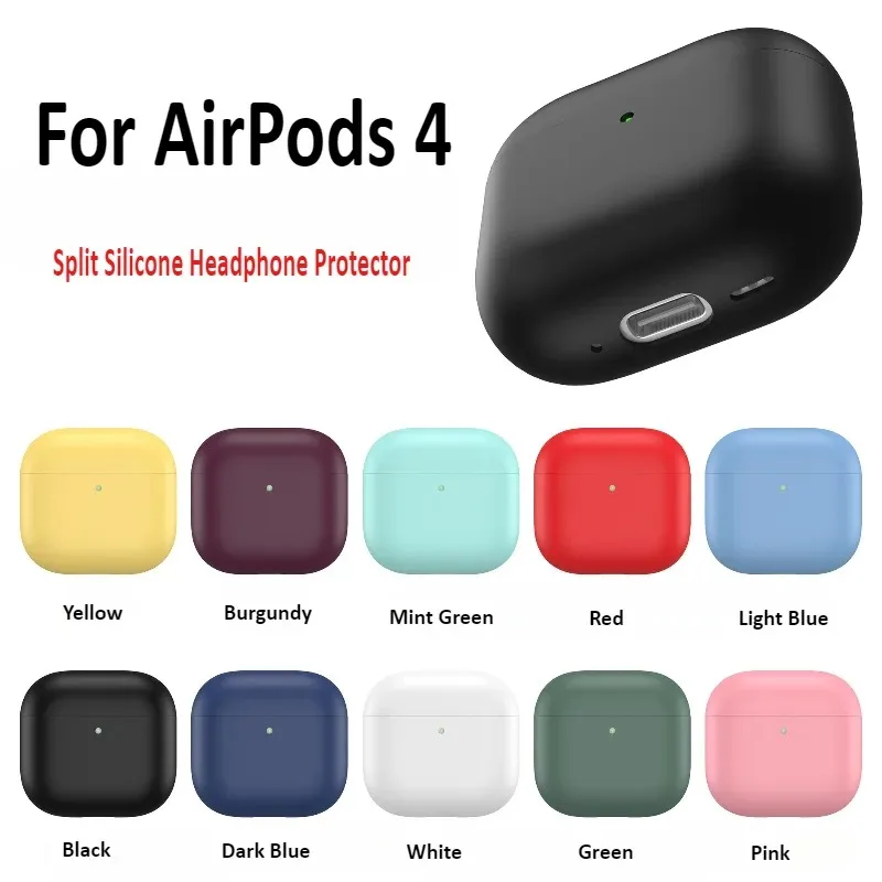 

Soft Silicone Cover For Apple AirPods 4 Wireless Earphone Cover Drop-proof and Waterproof Charging Compartment Organizer 2025
