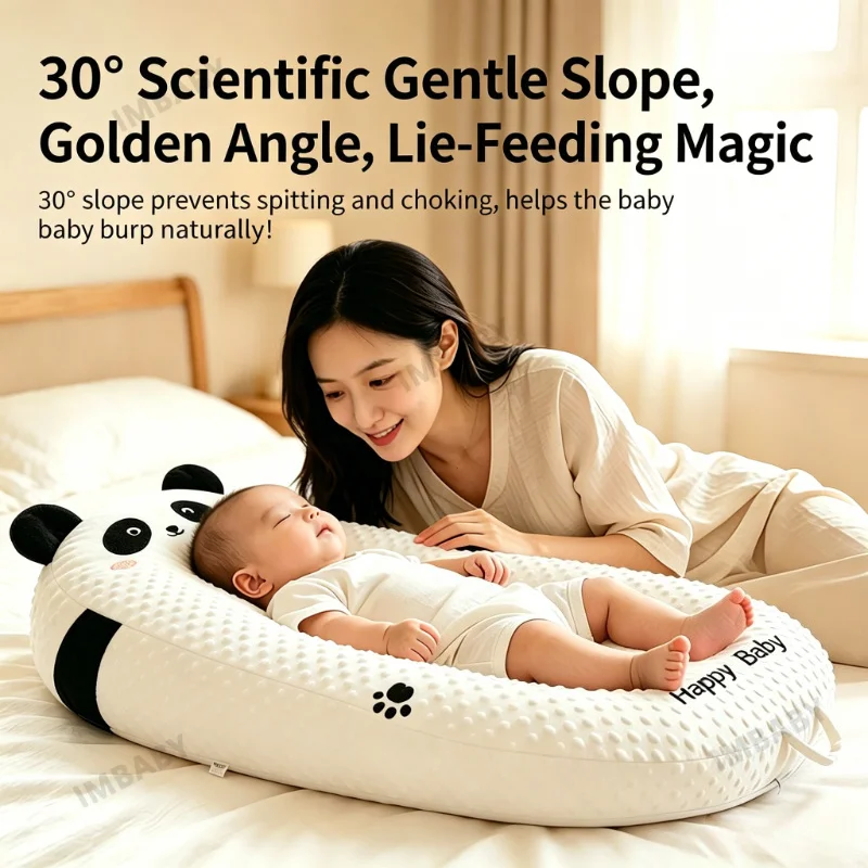 IMBABY Baby Anti-Reflux Pillow 30°Incline Cushion for Baby Feeding Pillow Back Support Pad Multi Functional with Removable Cover