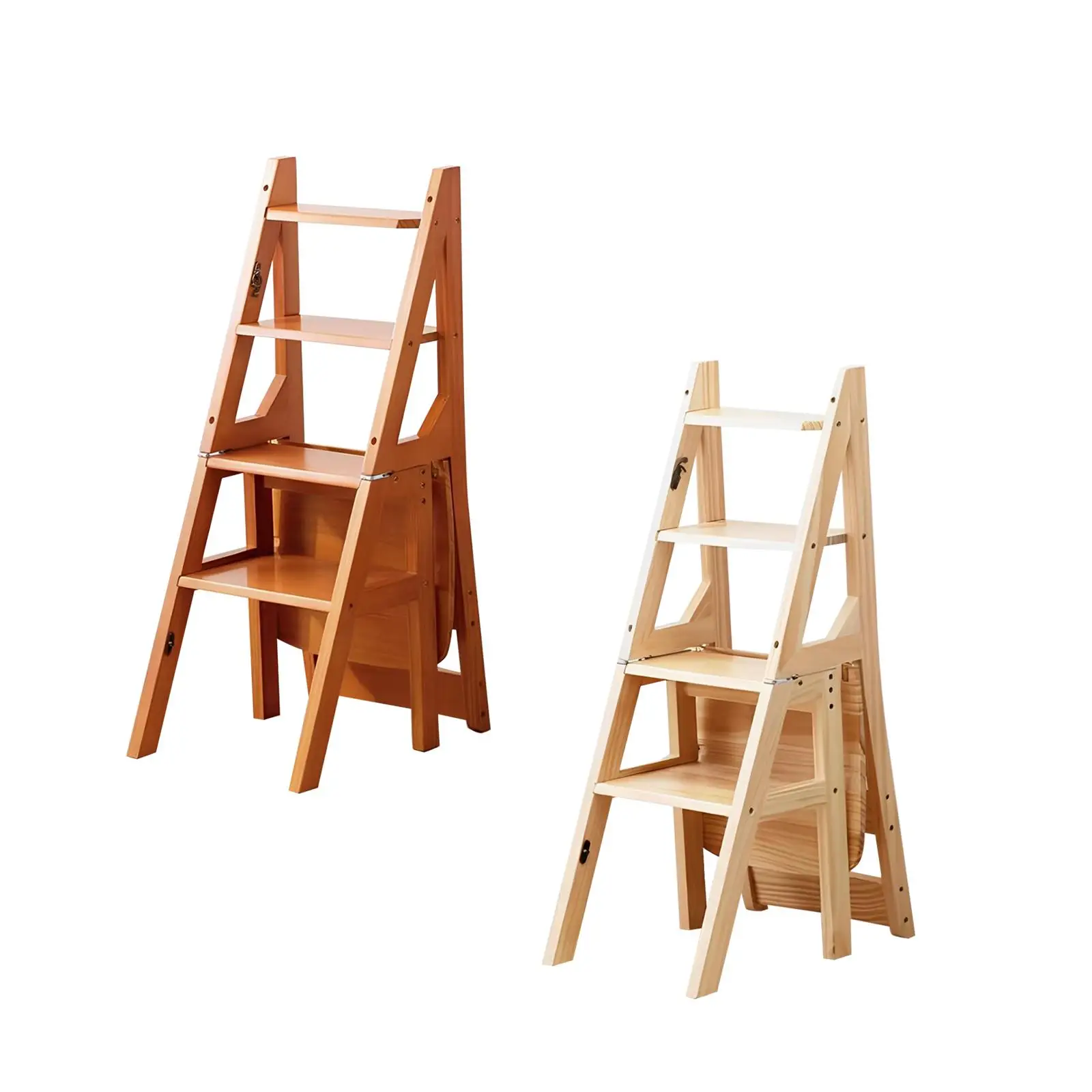 Folding Step Ladder Chair Library Steps Bookshelf Lightweight Plant Stand Ladder Stool Shelf for Garden Yard Outdoor Kitchen