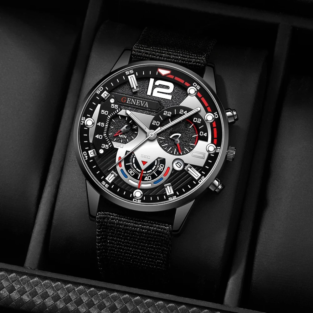 4pcs/1pc/set men's fashionable quartz watch accessories - nylon strap, ideal gift for daily wear and giving to friends or family