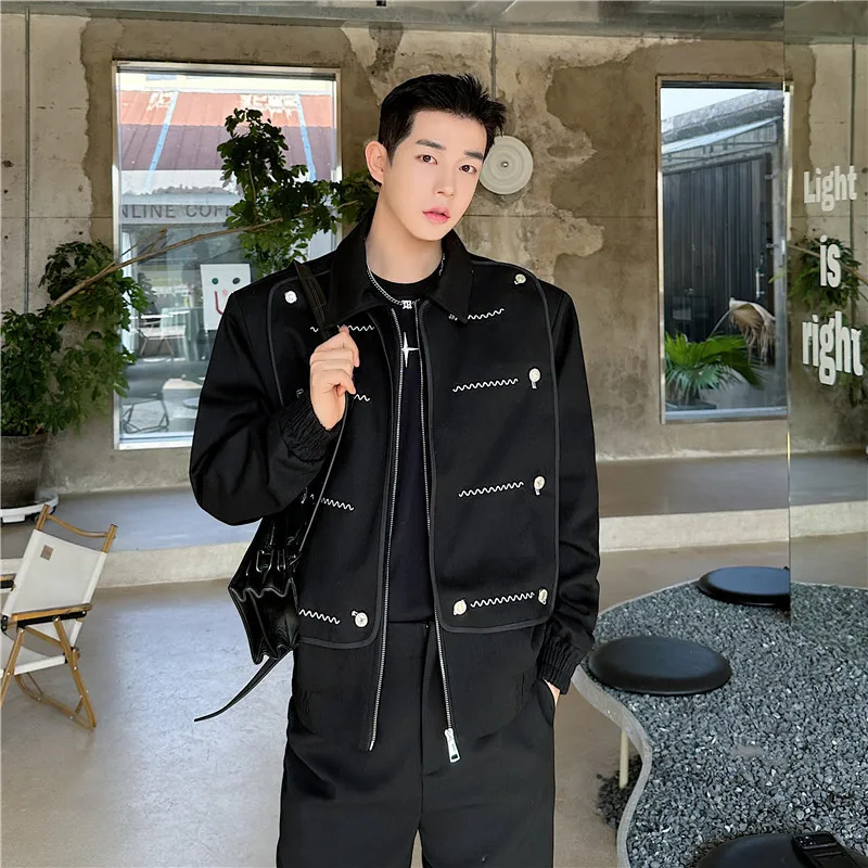 Spring New Trendy Fashionable Fake Two-piece Detachable Design Style Show Men's Jacket Top korean fashion jackets for men