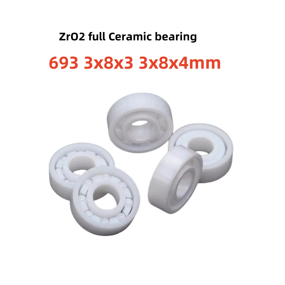 4pcs/10pcs 693 ZrO2 Ceramic bearing  3x8x3 3x8x4 mm Zirconia ceramic ball bearings 3*8*3 3*8*4 mm