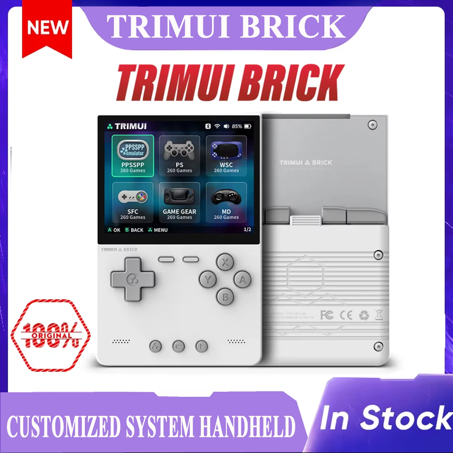 

TRIMUI BRICK Handheld Retro Game Console 3.2'' IPS Screen Linux System Crossmix OS Metal Back Panel Key LED Lighting Keycap Gift