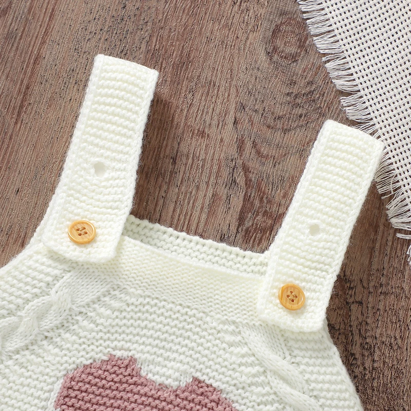 Cute Baby Bodysuits Sweet Heart Pattern One Pieces Newborn Infant Girls Sleeveless Onesie Coveralls 0-18m Toddler Jumpsuits Knit