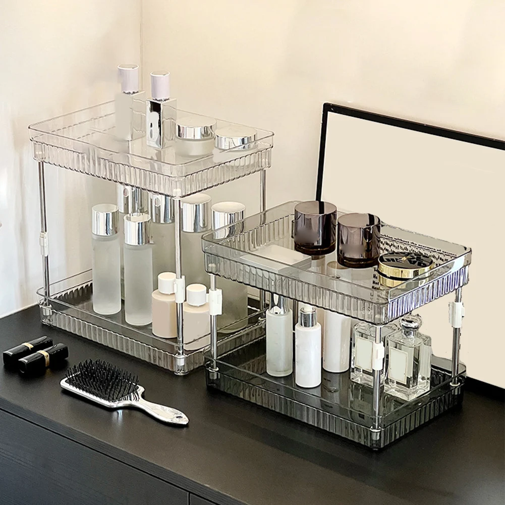 Bathroom Organizer Countertop with Multi Tier Makeup Storage and Skincare Cosmetic Tray Shelf for Efficient Use