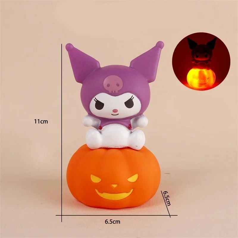 โคมไฟข้างเตียงสำหรับเด็กลายอนิเมะ Sanrio Hello Kitty Kuromi Cinnamoroll ไฟกลางคืนฮาโลวีนโคมไฟของเล่นเรืองแสง kado ulang tahun น่ารัก