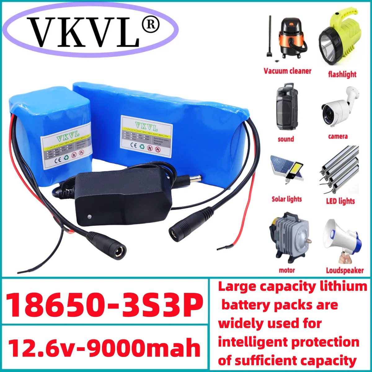 New portable 3S3P12V9000mah rechargeable lithium-ion battery for LED lights backup camera 12V mobile power Etc+charger