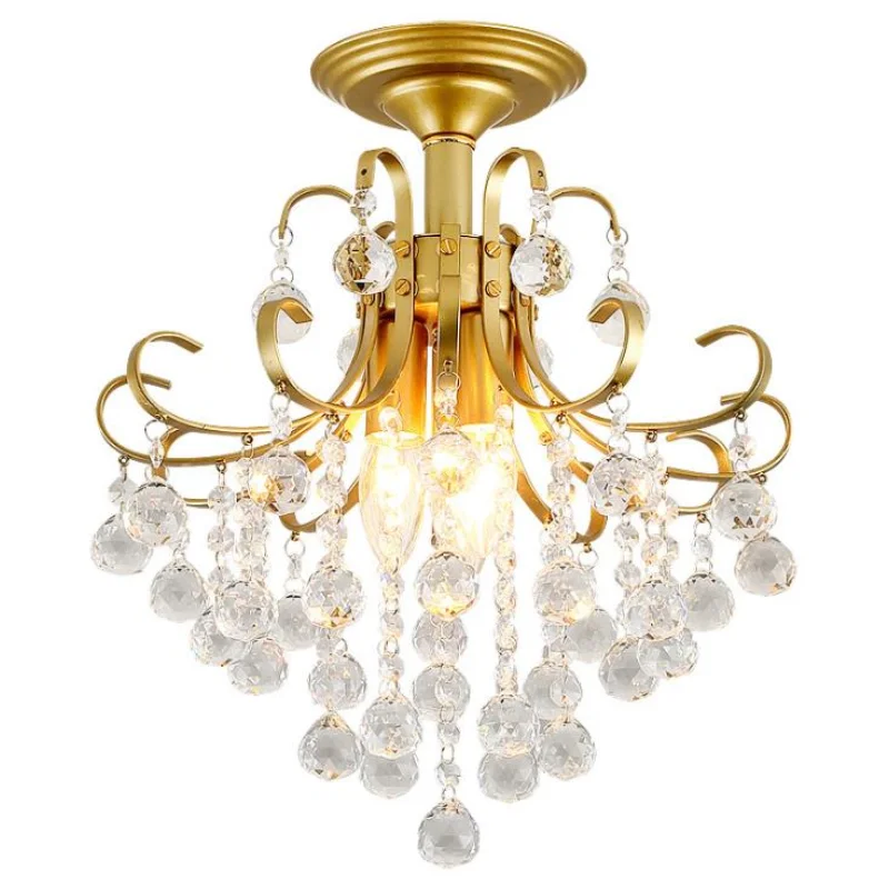 Merican Small Crystal Chandelier Lighting For Bedroom Study Room Ceiling Chandeliers Gold Black Lustre Cristal Light Fixtures