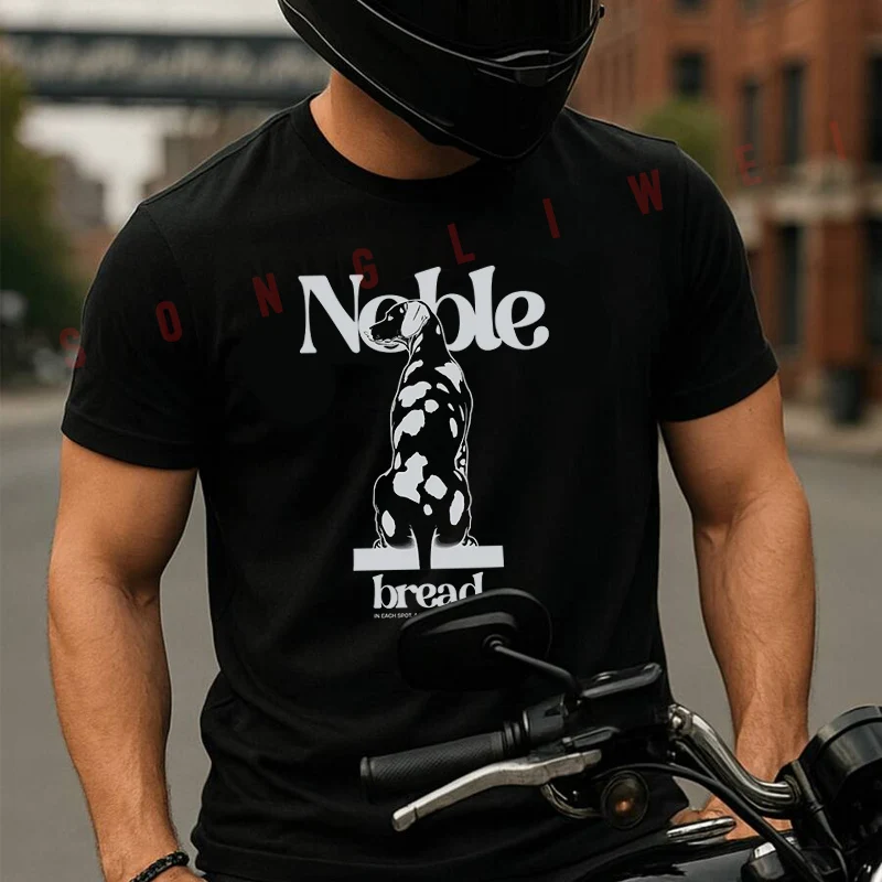 

Dalmatian Sitting On A Phrase Moto Summer Short-sleeved Cotton T Shirt Men Women Streetwear Loose T-shirts