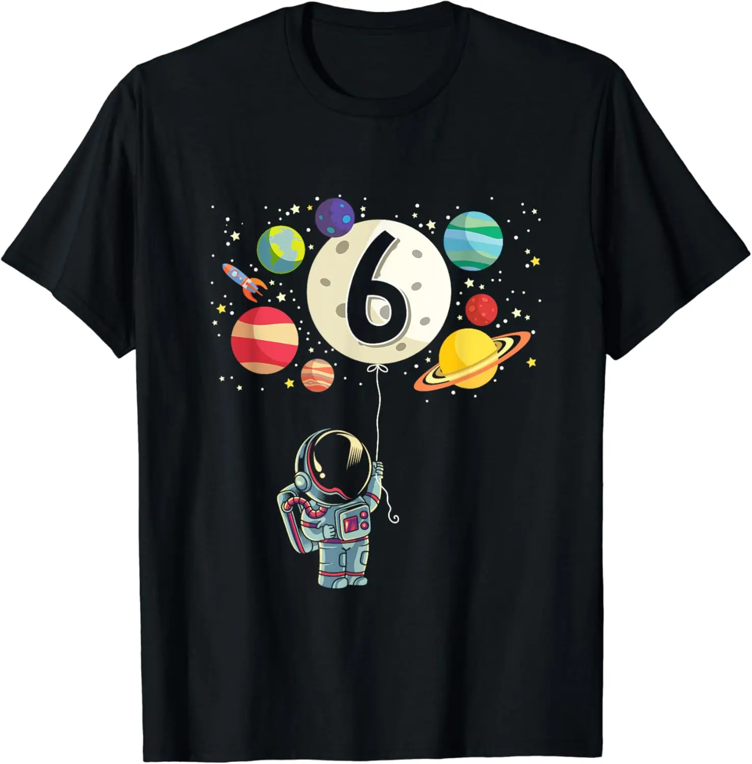 Men Women Clothes Oversized Cotton Tees 6 Years Old Birthday Boy Gifts Astronaut 6th Birthday T-Shirt Casual O-Neck Tee Shirts S