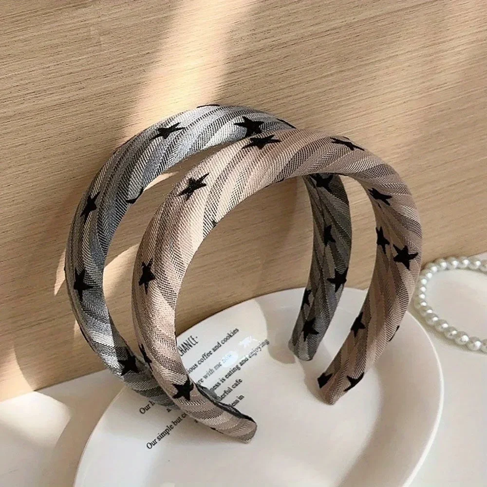 French High Crown Headband Hairband Hair Hoop Star and Stripe Pattern Wide Retro Chic for Women Girls Party Daily Hair Headwear