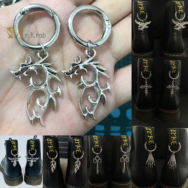 Gothic Sword Flame Serpent Pentagram Martens Metal Shoe Buckle Punk DIY Detachable Circle Buckle Animal Pendant Shoe Accessories