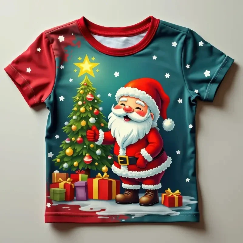 

Men's Women's 3D Cartoon Santa Clause Print T-Shirts Fashion Creative Comfortable O-Neck Tops Loose Casual Short Sleeve Clothing