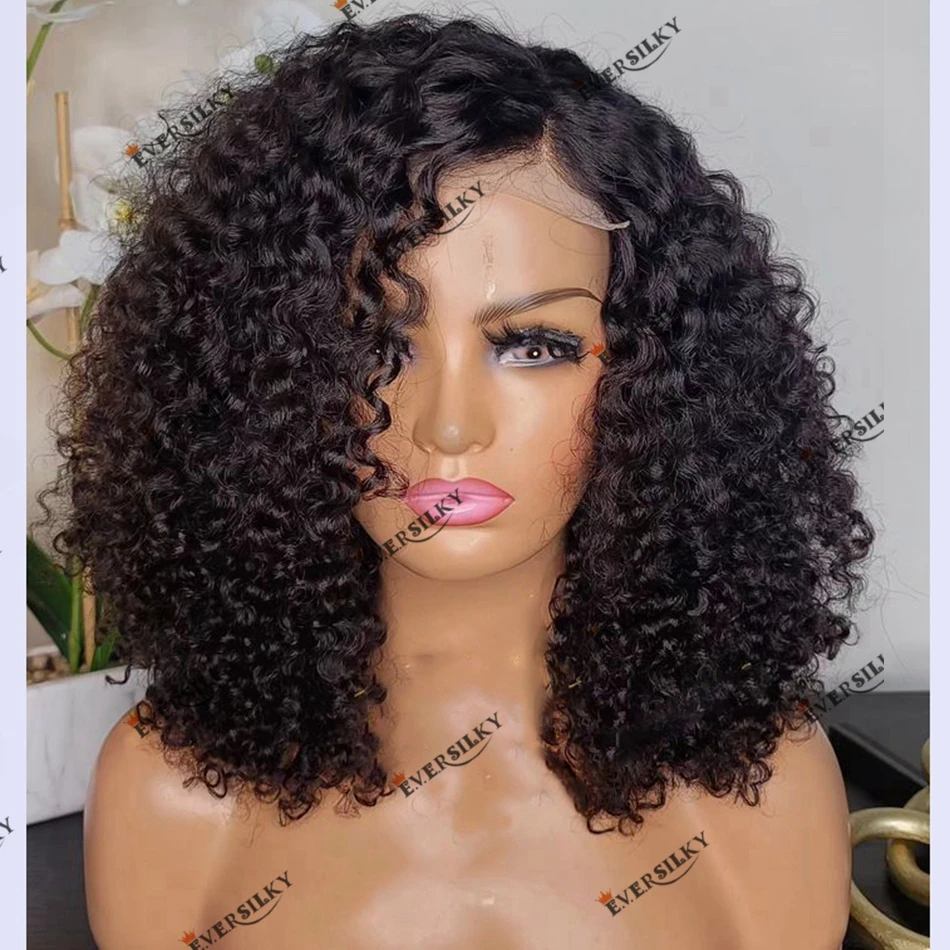 Black Women Natural Black Color Human Hair Curly Lace Front Wig Remy Malaysia Hair 360 Lace Frontal Wig 250% Density Thick Hair