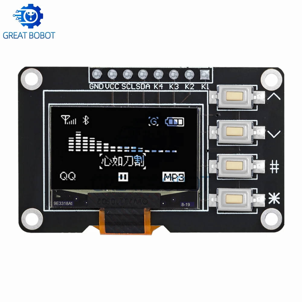 شاشة LCD OLED لاردوينو ، شاشة عرض مع مفتاح 4x4 ، I2C ، SSD1315 ، IIC ، أبيض ، أزرق ، أزرق ، أصفر ،