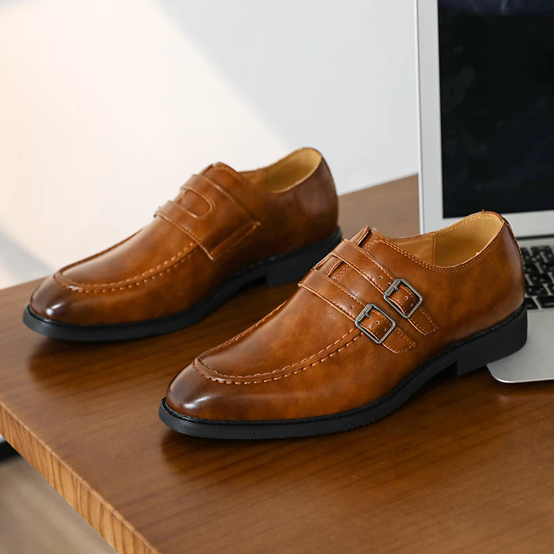 

Four Seasons Classic Men Loafers Men Casual One-foot Comfortable Brand Business Leather Shoes Wedding Banquet Shoes Men 38-46