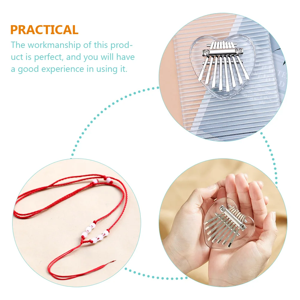 21 Keys Heart Shaped Thumb Piano Transparent Acrylic Kalimba Small Musical Instrument for Beginners Portable Finger Piano